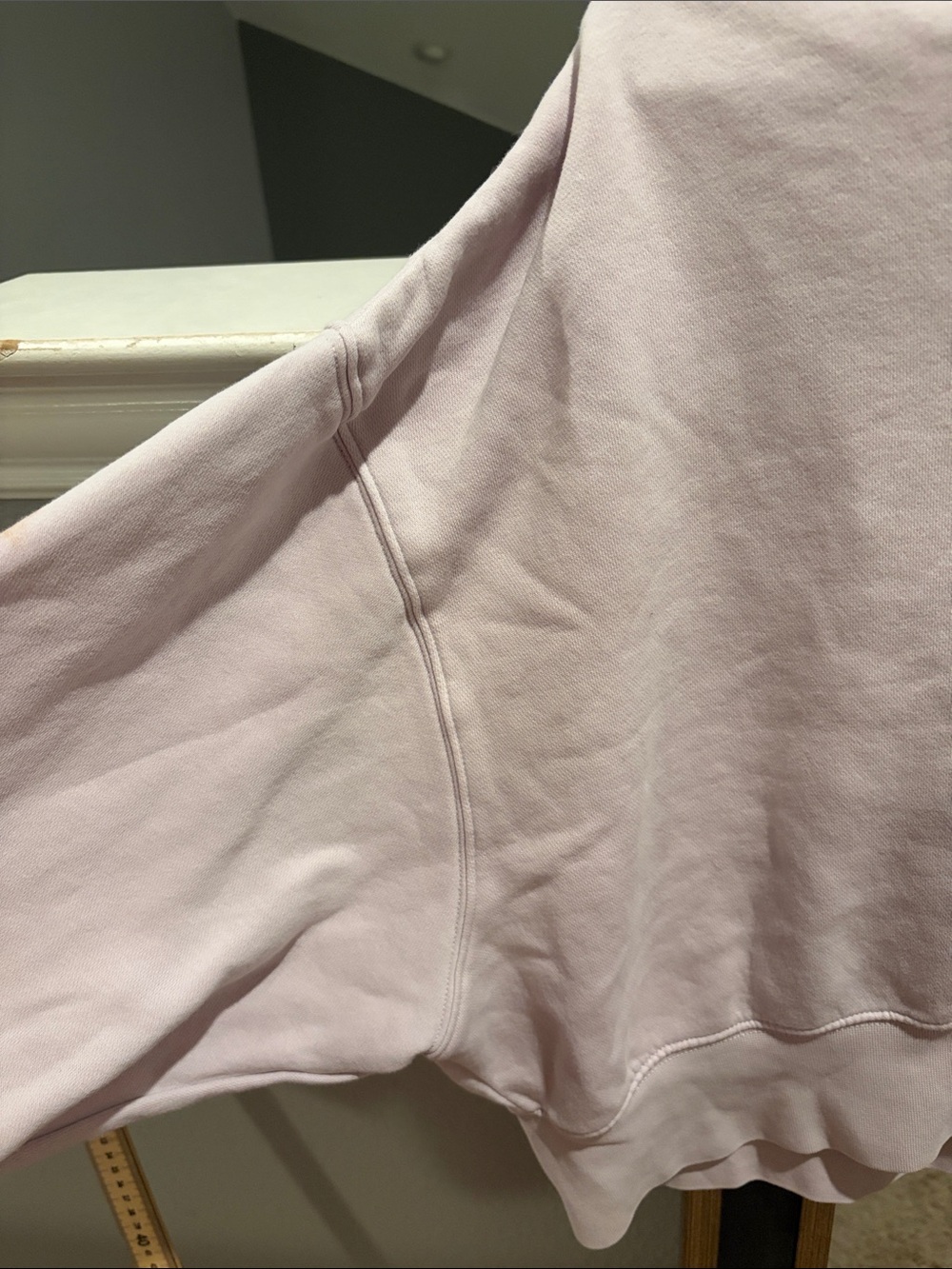 Nike Pale Pink Cropped Crew Sweatshirt with Black Swoosh- OVERSIZED - Picture 4 of 5